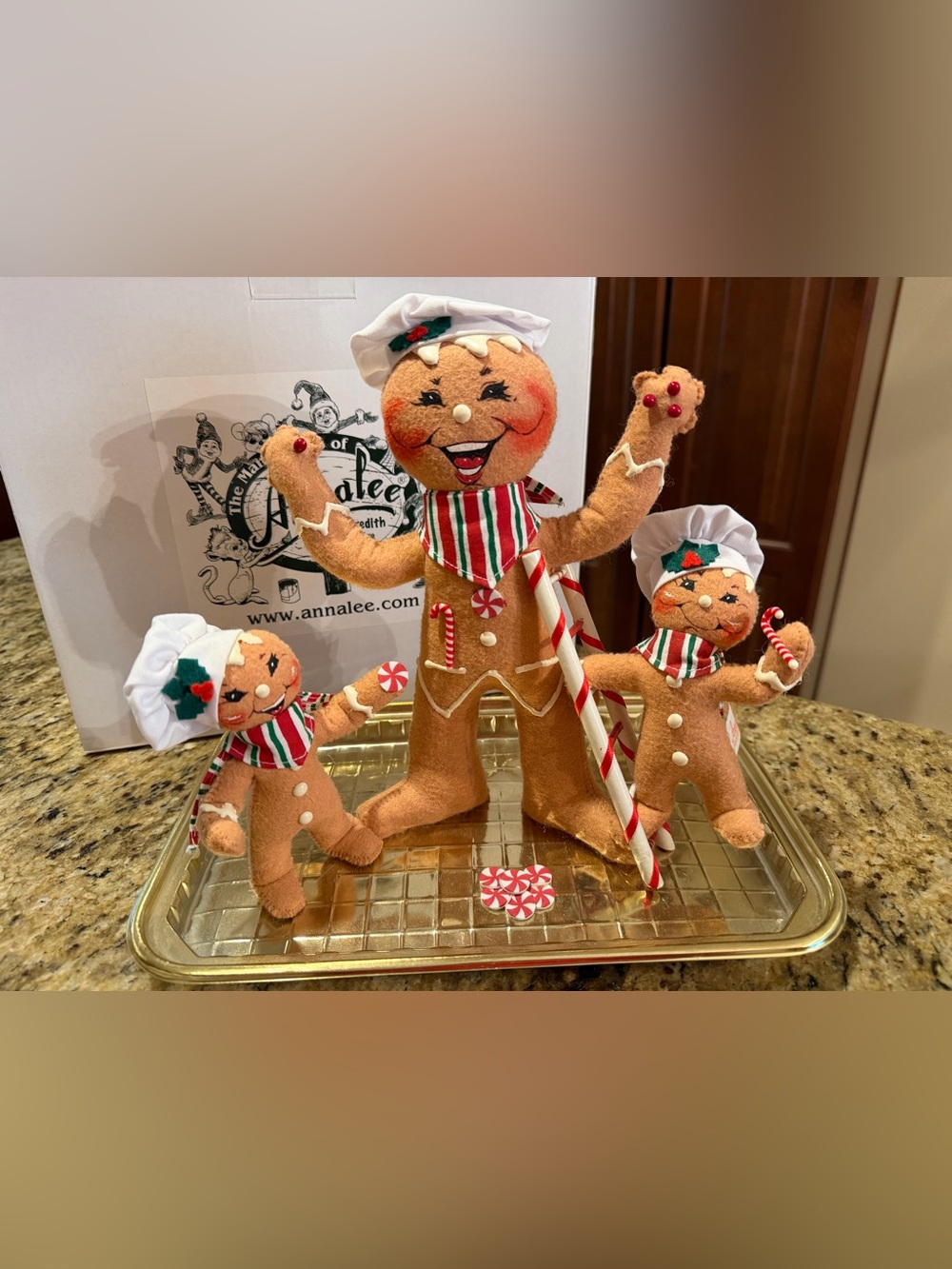 Annalee Christmas Gingerbread Man Doll Set "Ginger Fun Kit" gingerbread